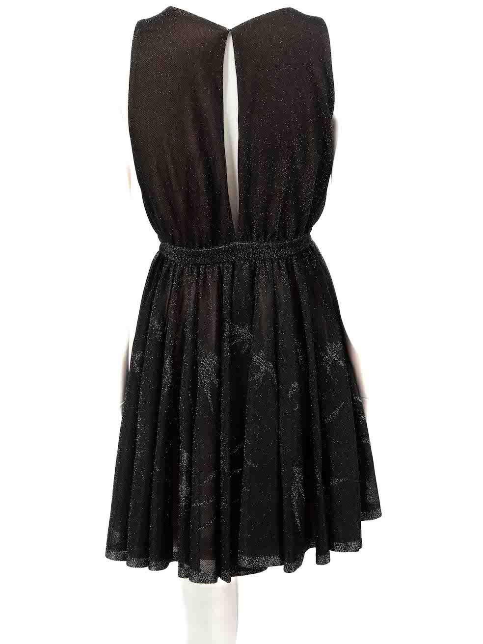 Alaïa Black Swallow Glitter Pattern Mini Dress Size S In Good Condition For Sale In London, GB
