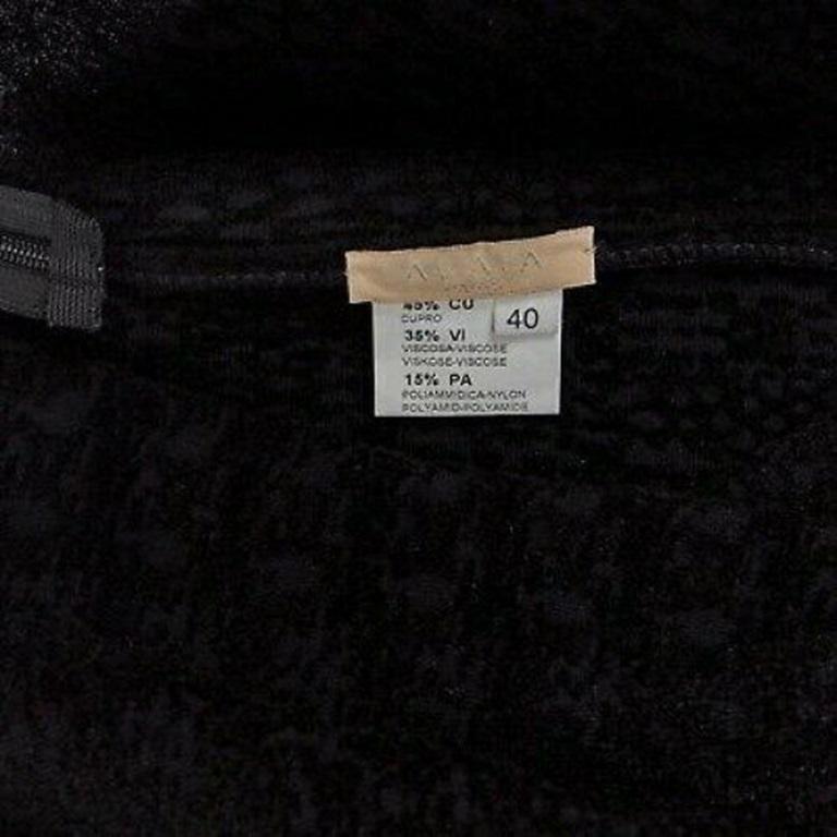 ALAIA black textured chenille cutout fluted hem bodycon dress US8 UK12 IT44 FR40 For Sale 5