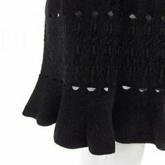 ALAIA Schwarzes strukturiertes Chenille-Kleid mit geripptem Saum US8 UK12 IT44 FR40