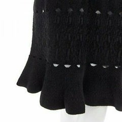 ALAIA - Robe bodycon noire en chenille texturée avec découpes à l'ourlet cannelé - US8 UK12 IT44 FR40