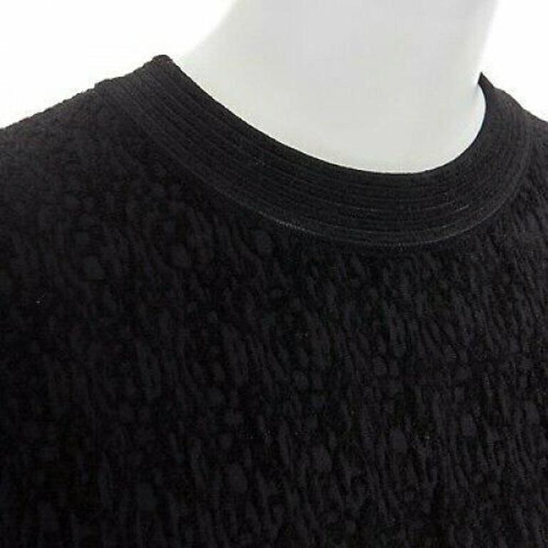 ALAIA black textured chenille cutout fluted hem bodycon dress US8 UK12 IT44 FR40 For Sale 2