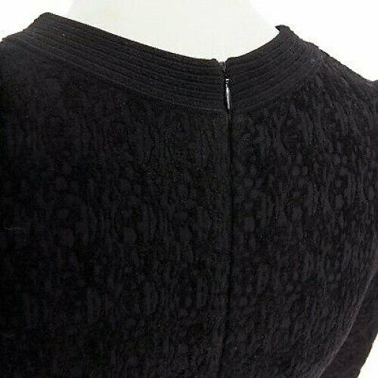 ALAIA black textured chenille cutout fluted hem bodycon dress US8 UK12 IT44 FR40 For Sale 4