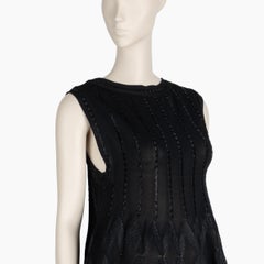 Alaïa Black Textured Raffia Fringe Knit Dress Size 38 IT