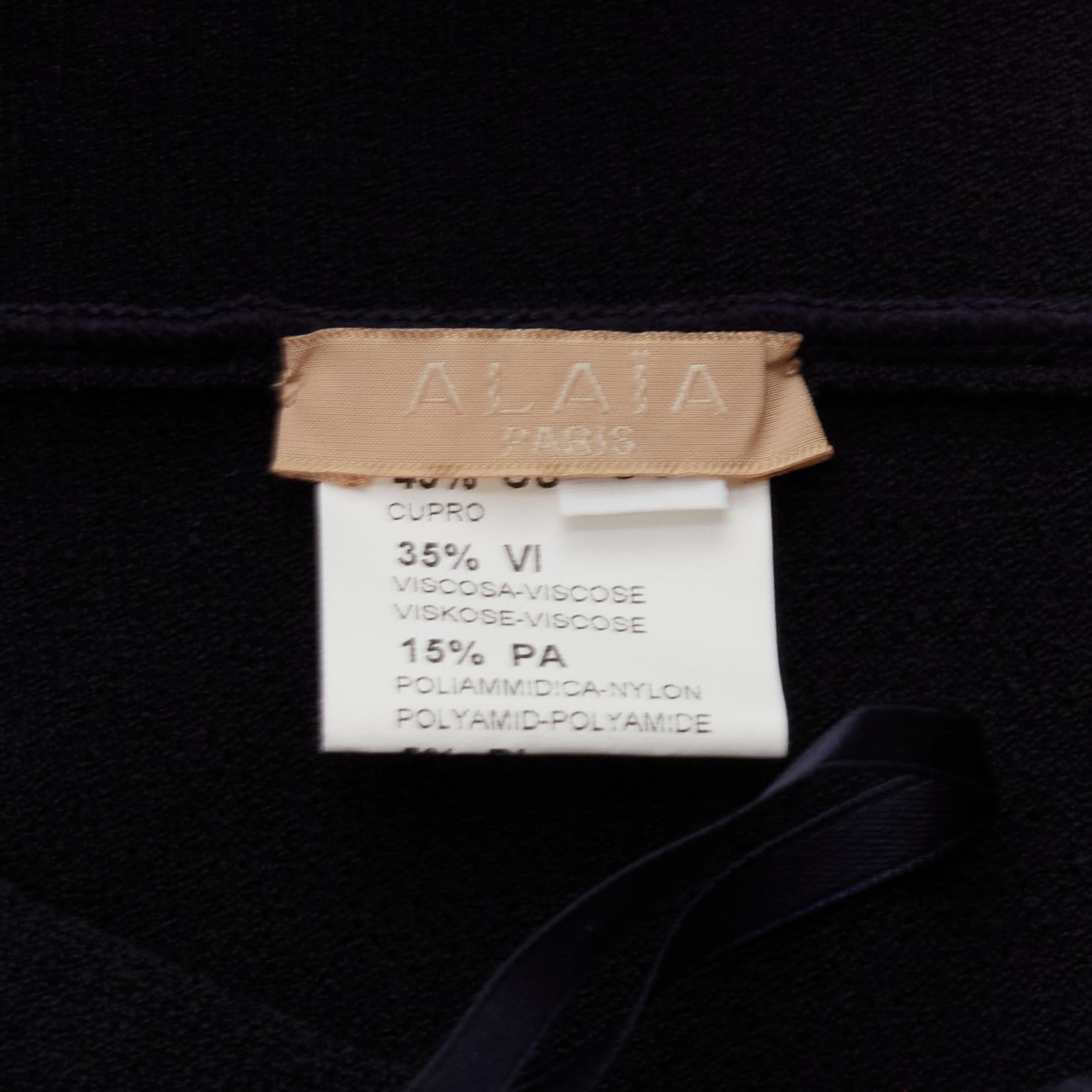 ALAIA black velour geometric cut out flared hem skirt FR38 M For Sale 3