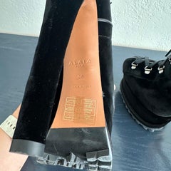 Alaïa Black Velvet Lace Up Platform Hiker Ankle Booties EU 38 Seen on Beyonce