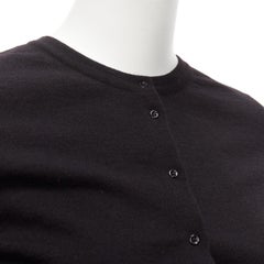 ALAIA - Cardigan cropped à manches longues en laine vierge mélangée noire, boutonnée sur le devant FR36 XS