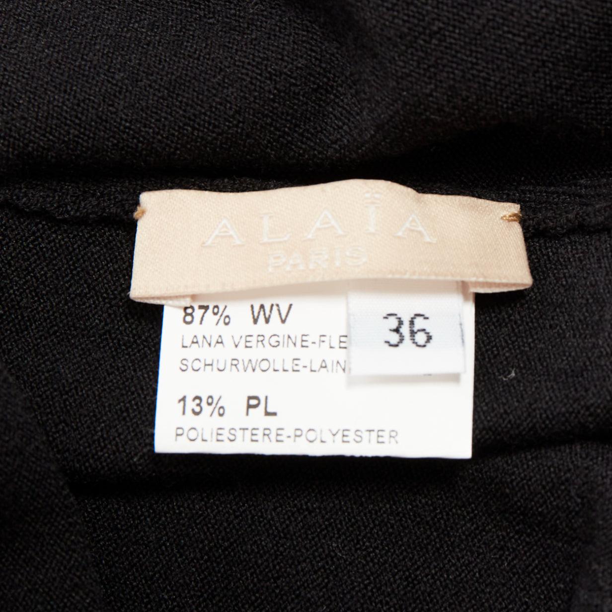 ALAIA Schwarzer Body aus Schurwollmischung mit V-Ausschnitt Pullover Trikot Oberteil FR36 S im Angebot 4