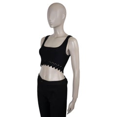 ALAIA black viscose 2018 CUT-OUT SLEEVELESS CROP TOP Shirt 38 S
