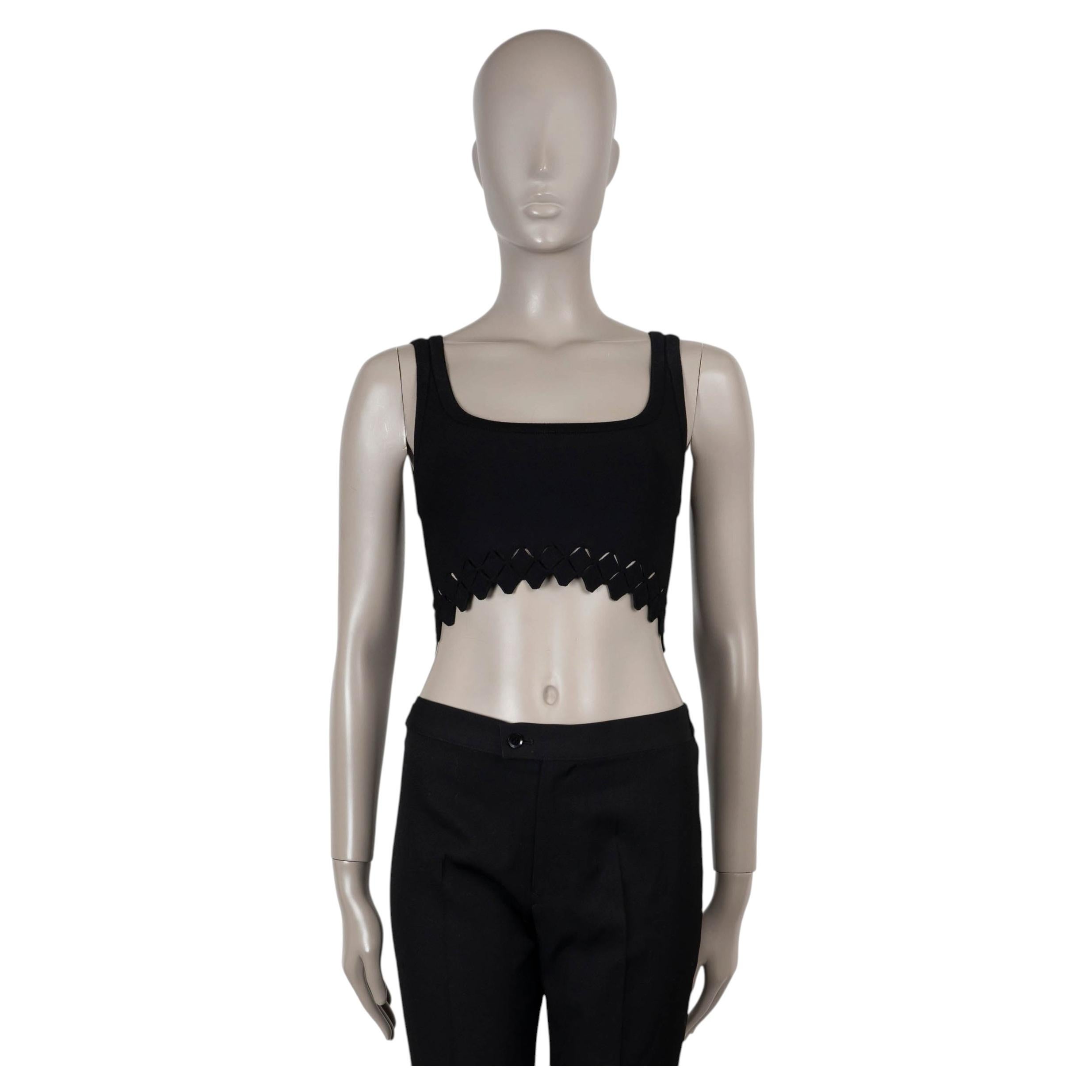 ALAIA nero in viscosa 2018 CUT-OUT SLEEVELESS CROP TOP Camicia 38 S