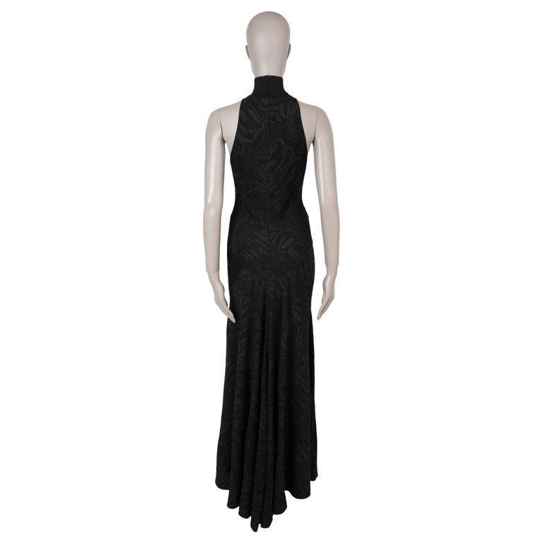 ALAIA black viscose 2024 MOIRE JACQUARD KNIT HALTER GOWN Dress 38 S For  Sale at 1stDibs