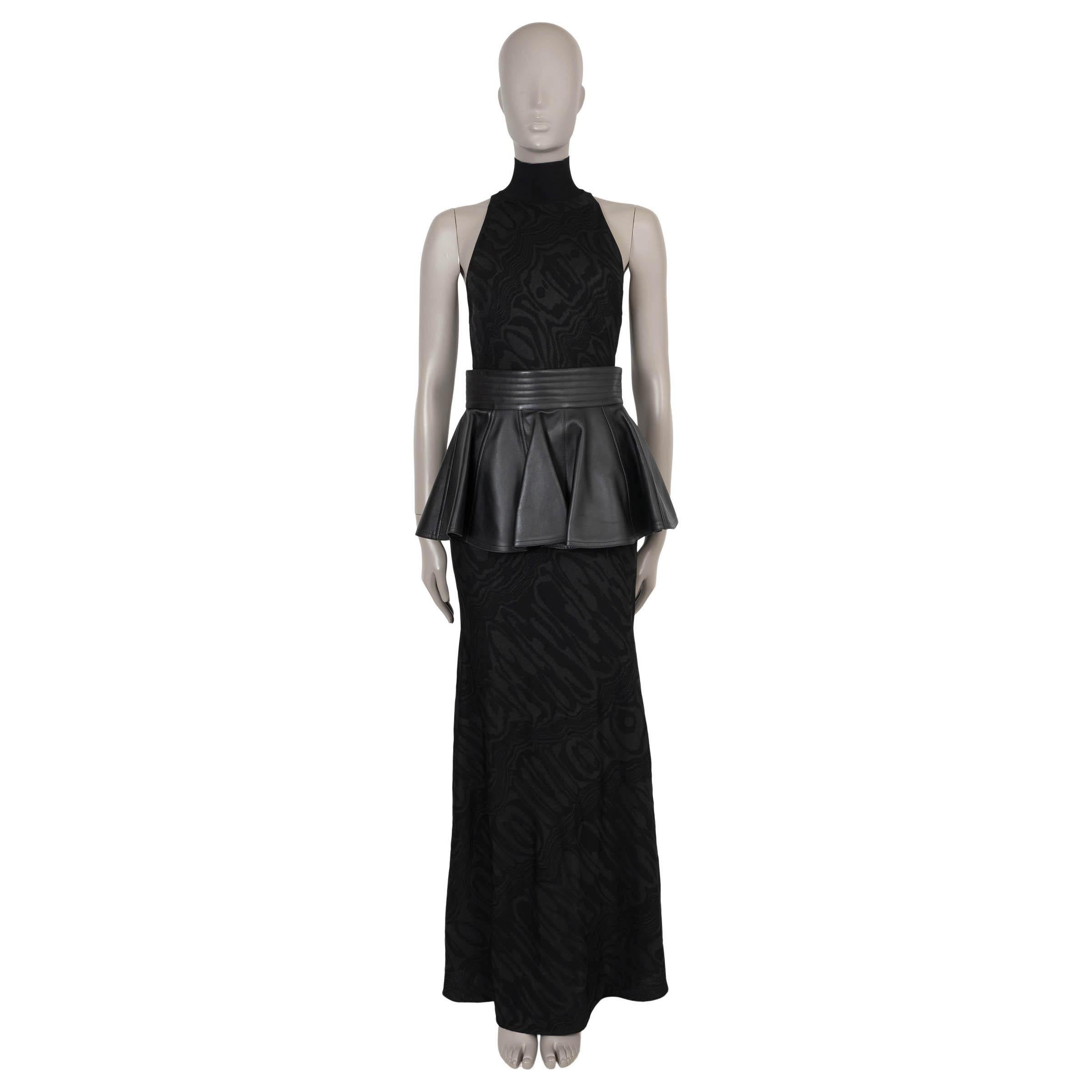 ALAIA black viscose 2024 MOIRE JACQUARD KNIT HALTER GOWN Dress 38 S In Excellent Condition For Sale In Zürich, CH