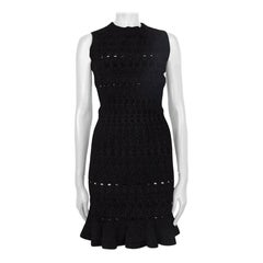 ALAIA black viscose blend PERFORATED FRENCH TERRY Sleeveless Dress 40