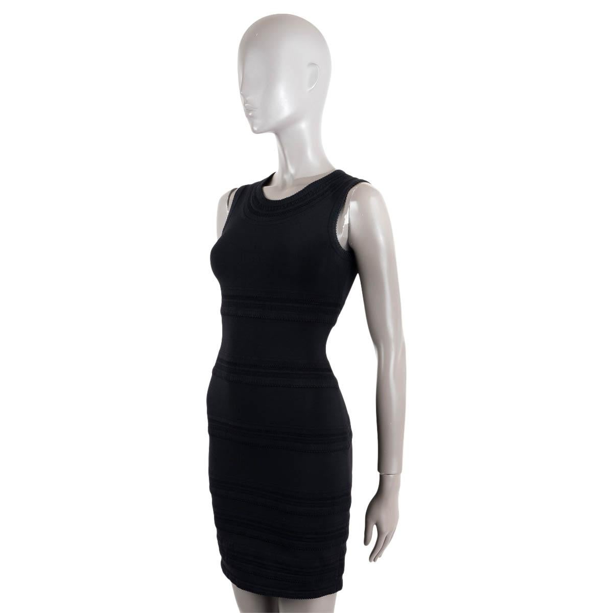 Women's ALAIA black viscose blend STRIPE EMBELLISHED KNIT Dress 36 XS For Sale