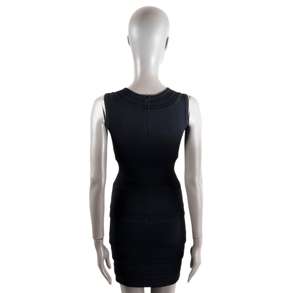ALAIA black viscose blend STRIPE EMBELLISHED KNIT Dress 36 XS For Sale 1