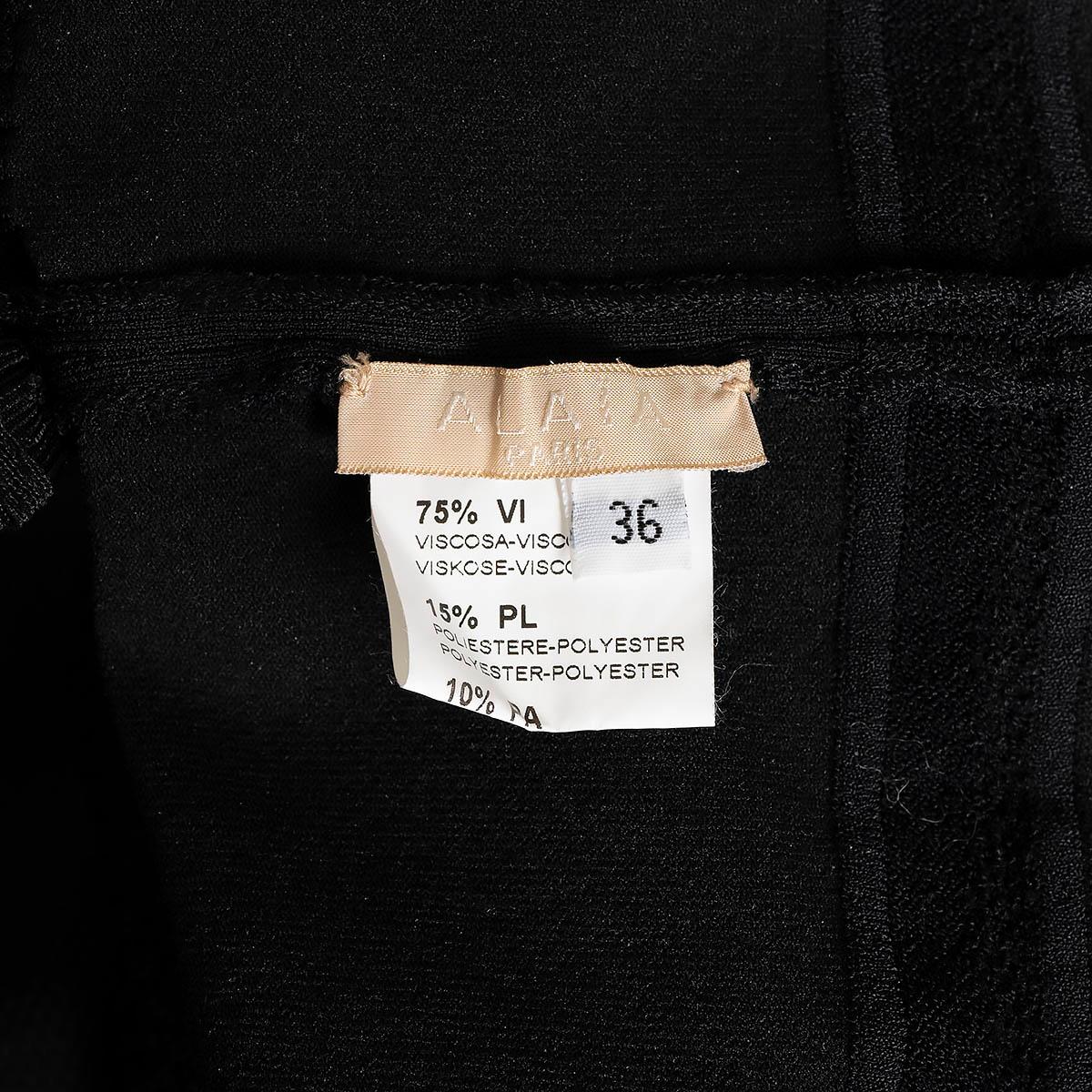 ALAIA black viscose blend STRIPE EMBELLISHED KNIT Dress 36 XS For Sale 3