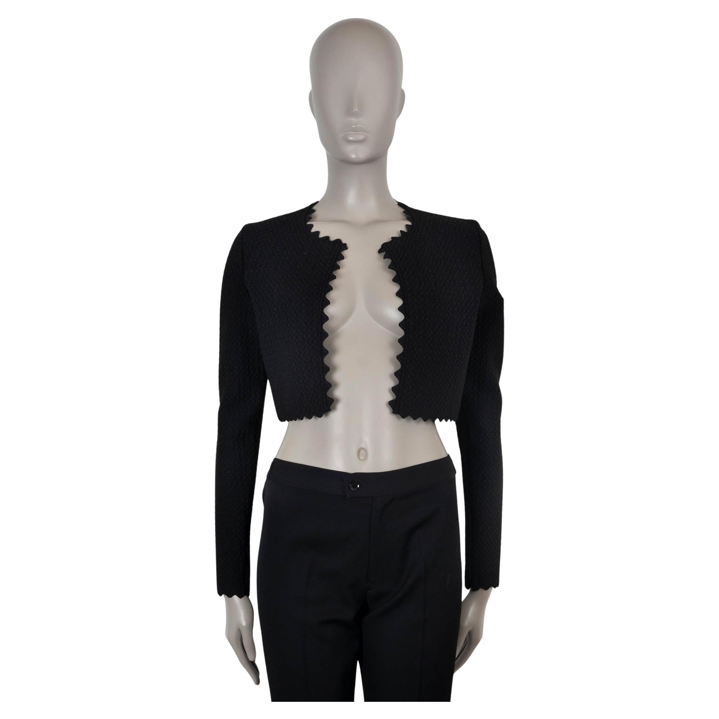 ALAIA schwarz Viskose GLITTER CLOQUE CROPPED BOLERO Jacke 40 M im Angebot