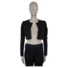 ALAIA black viscose GLITTER CLOQUE CROPPED BOLERO Jacket 40 M