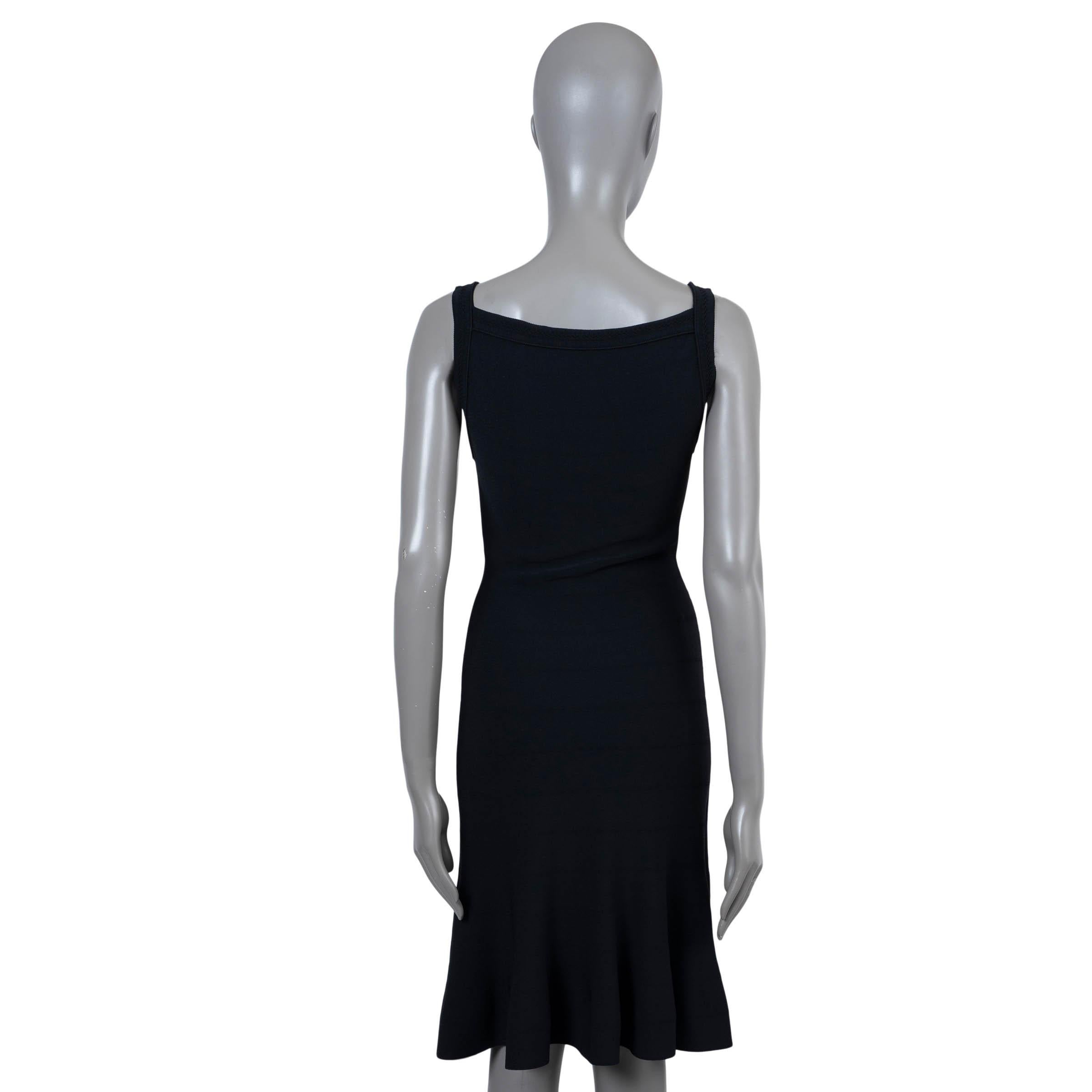 Black ALAIA black viscose LACE TRIM KNIT Dress M For Sale