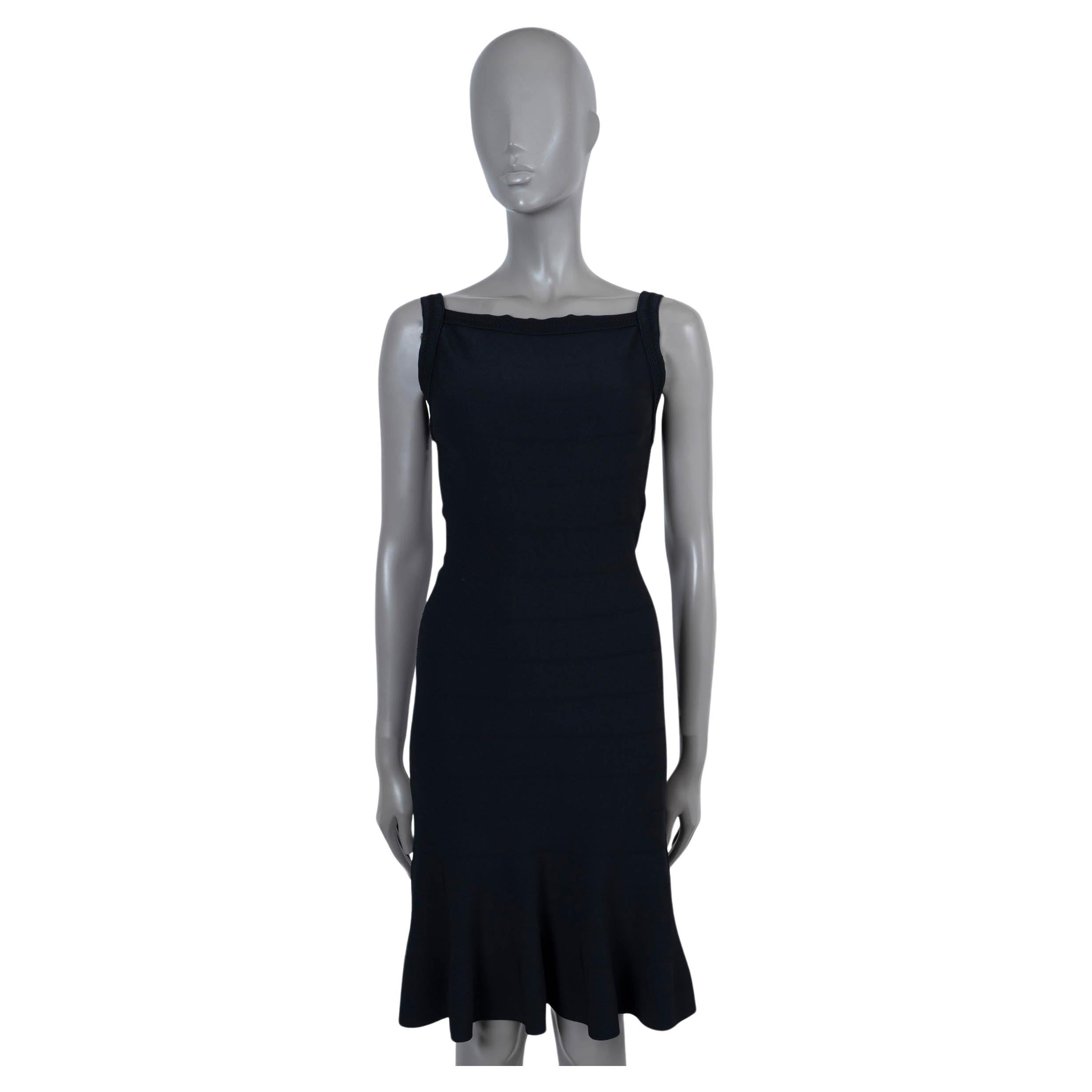 ALAIA black viscose LACE TRIM KNIT Dress M For Sale