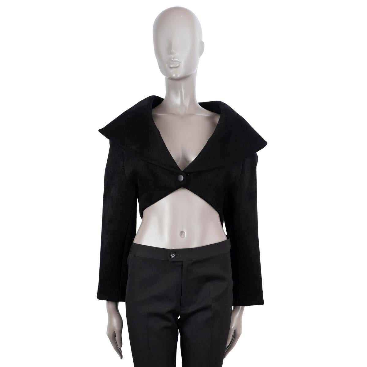 Black ALAIA black viscose OVERSIZED COLLAR CROPPED Jacket 36 XS For Sale