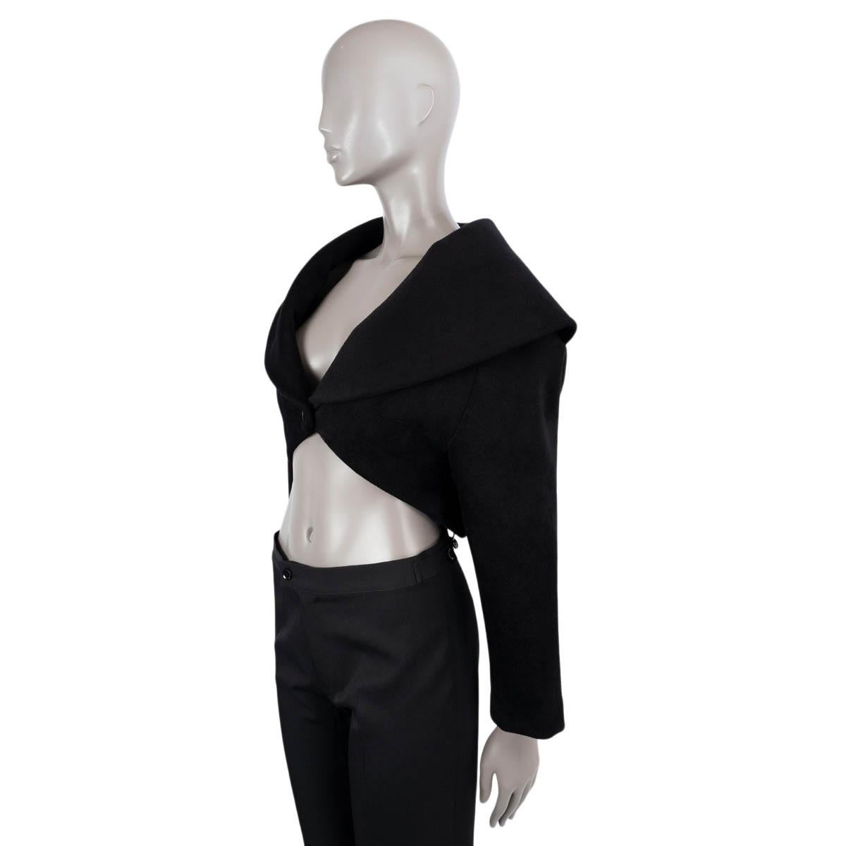 ALAIA black viscose OVERSIZED COLLAR CROPPED Jacket 36 XS In Excellent Condition For Sale In Zürich, CH
