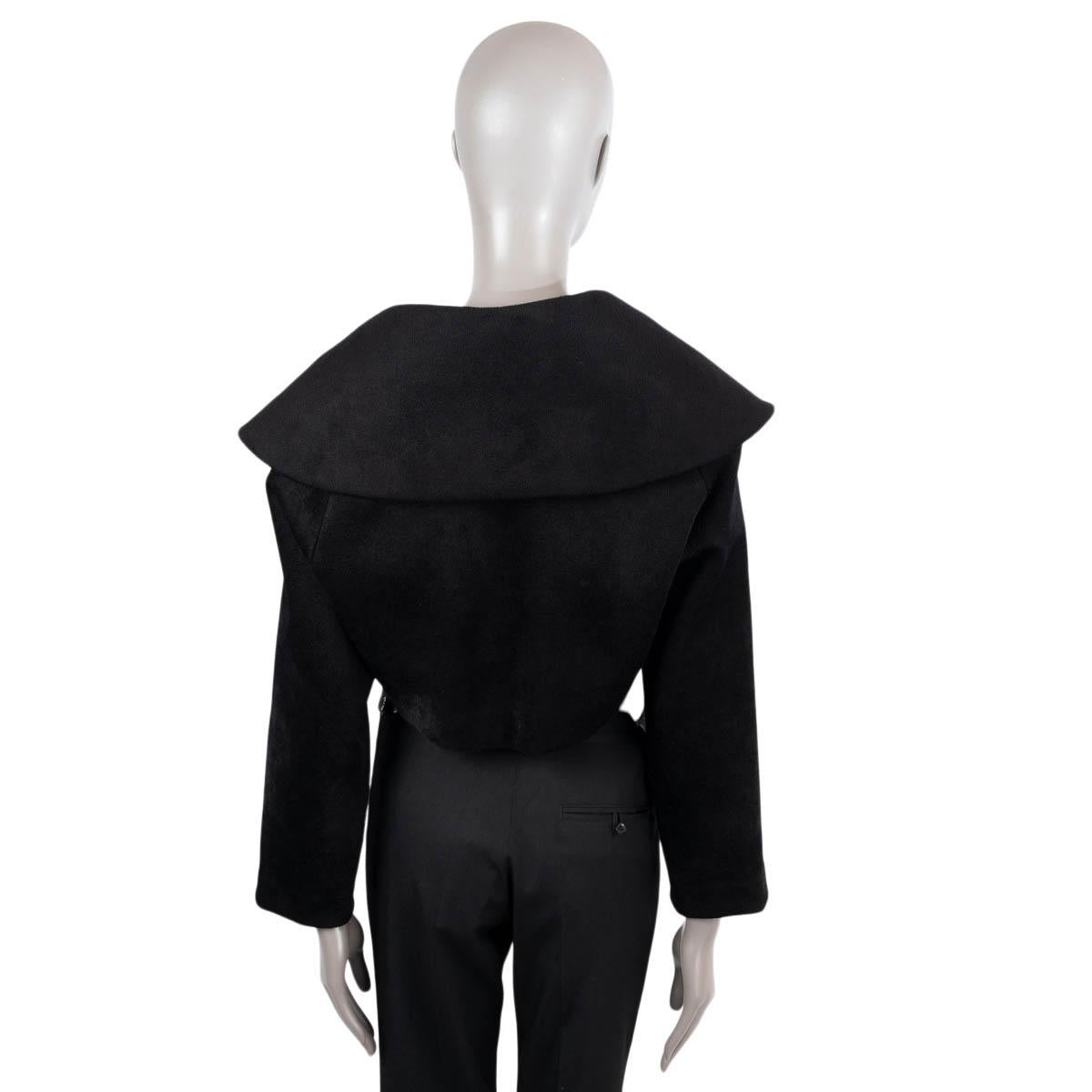 Women's ALAIA black viscose OVERSIZED COLLAR CROPPED Jacket 36 XS For Sale
