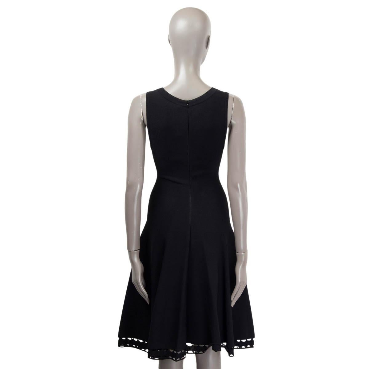 Women's ALAIA black viscose PERFORATED HEM SLEEVELESS KNIT Dress 38 S For Sale