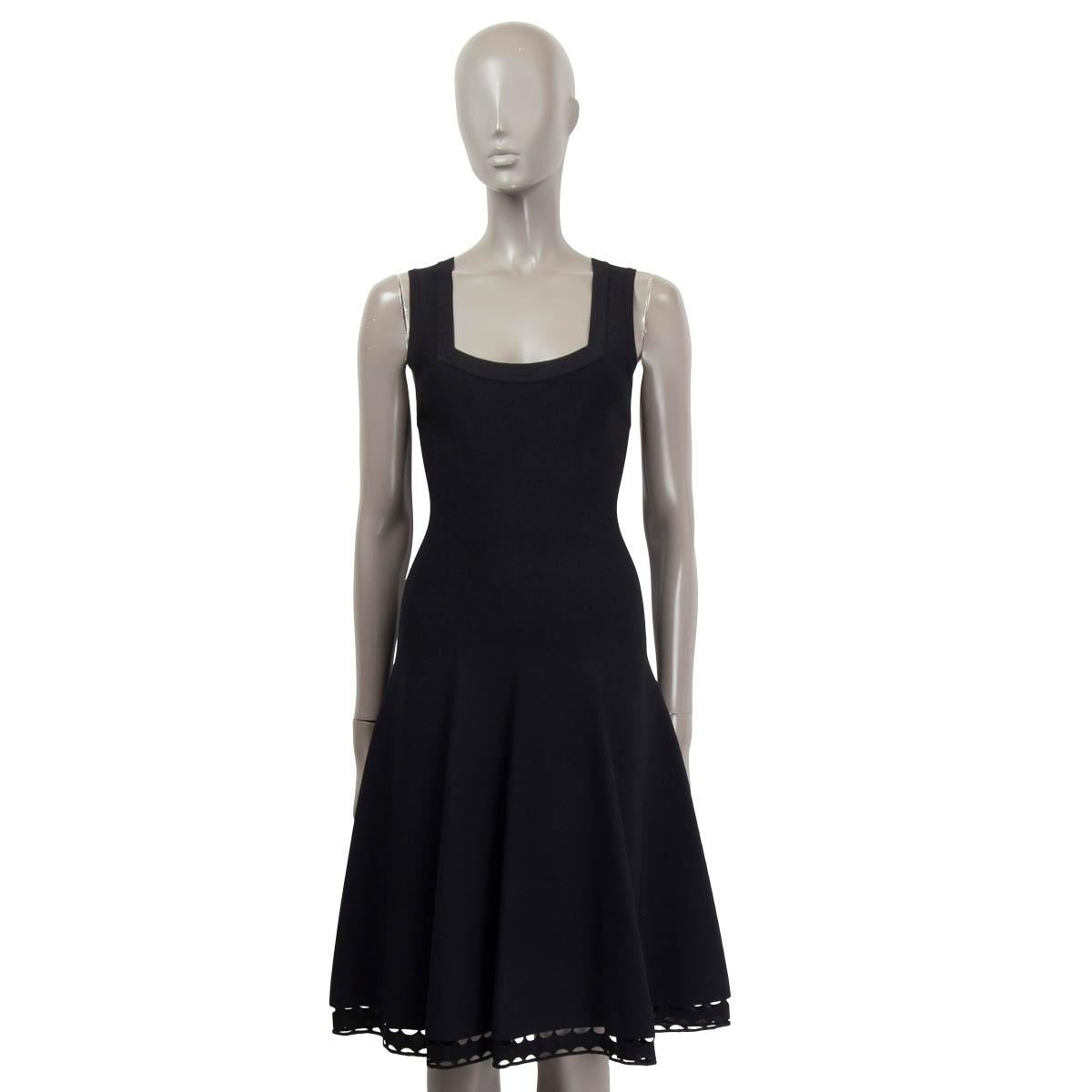 ALAIA black viscose PERFORATED HEM SLEEVELESS KNIT Dress 38 S For Sale