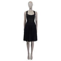 ALAIA black viscose POINTELLE SLEEVELESS KNIT Dress 40 M