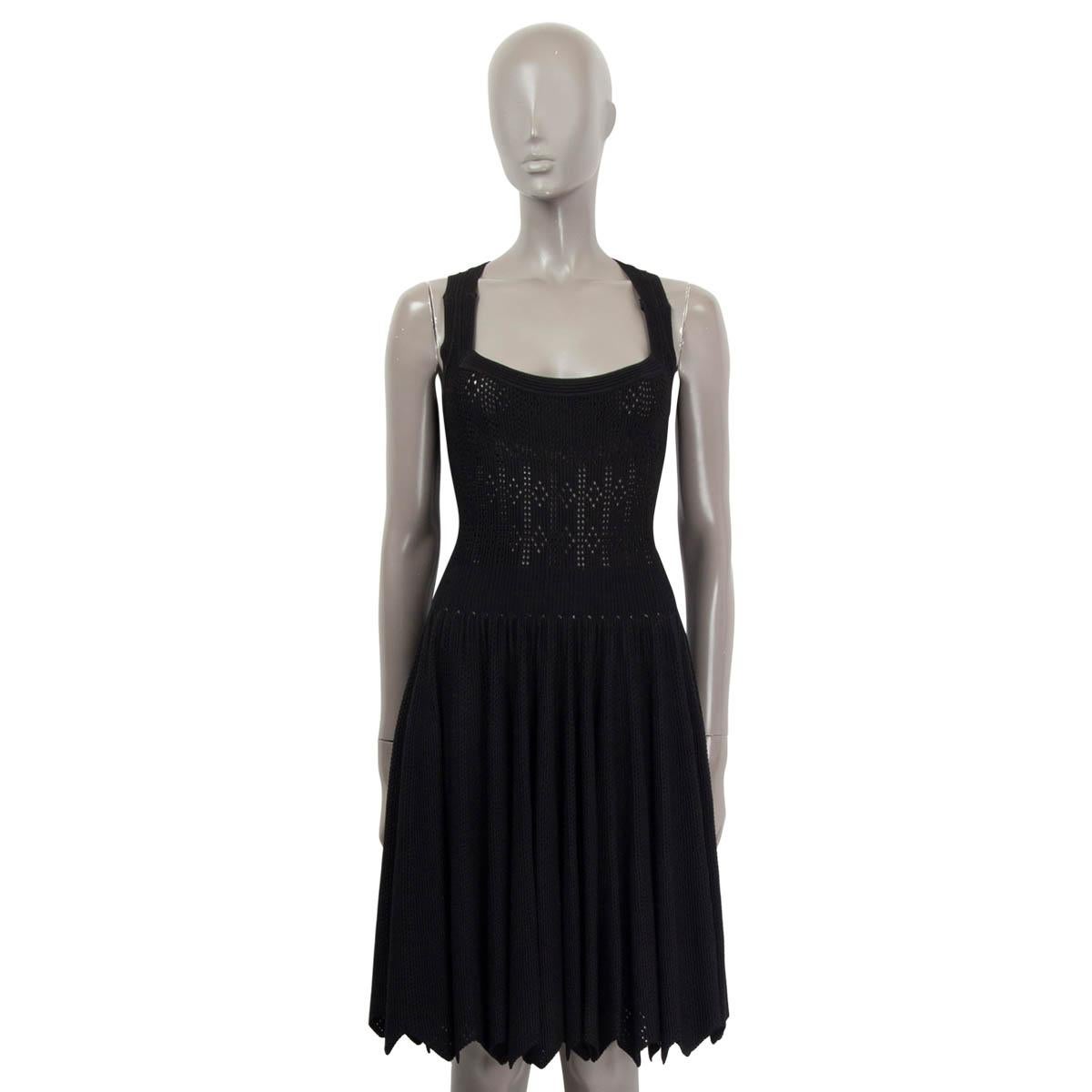 Black ALAIA black viscose POINTELLE SLEEVELESS KNIT Dress 40 M For Sale