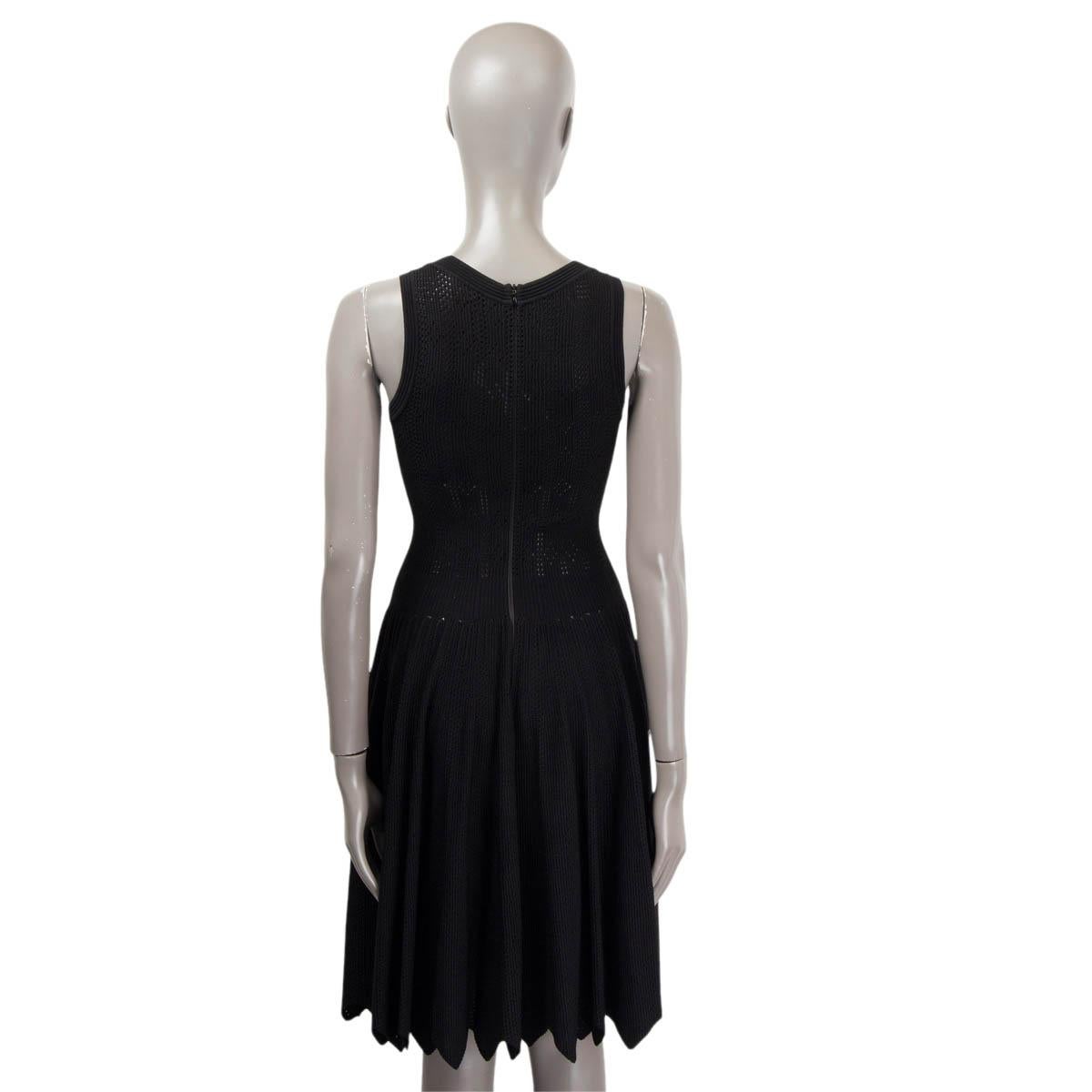 Women's ALAIA black viscose POINTELLE SLEEVELESS KNIT Dress 40 M For Sale