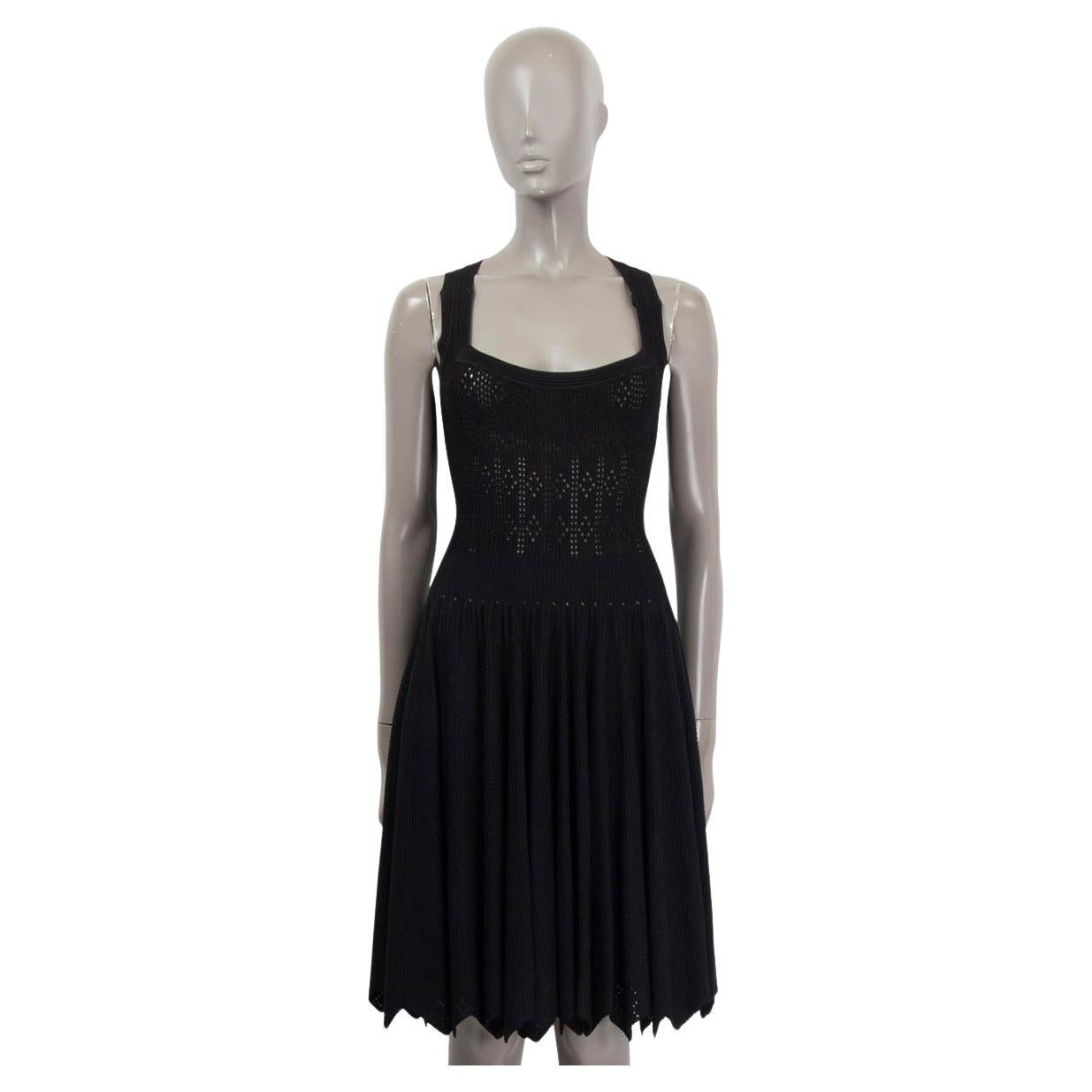 ALAIA black viscose POINTELLE SLEEVELESS KNIT Dress 40 M For Sale