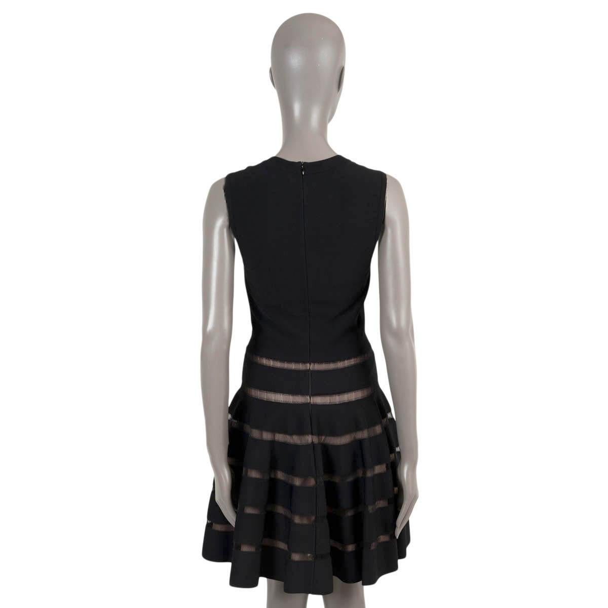 ALAIA black viscose SLEEVELESS SHEER STRIPED KNIT Dress 40 M In Excellent Condition For Sale In Zürich, CH