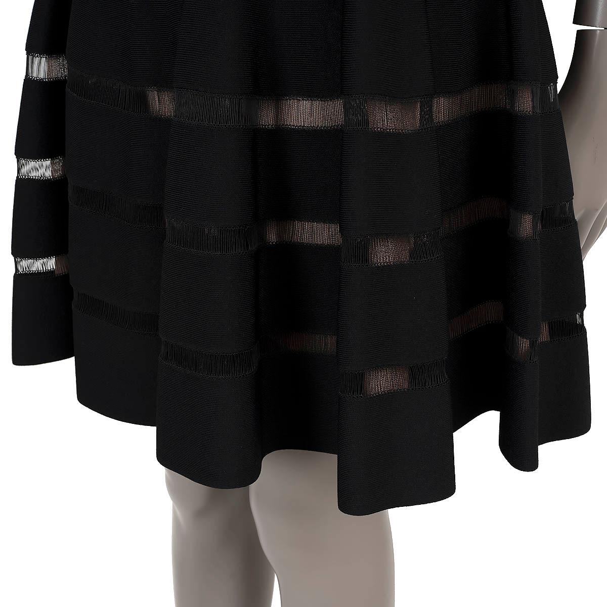 ALAIA black viscose SLEEVELESS SHEER STRIPED KNIT Dress 40 M For Sale 2