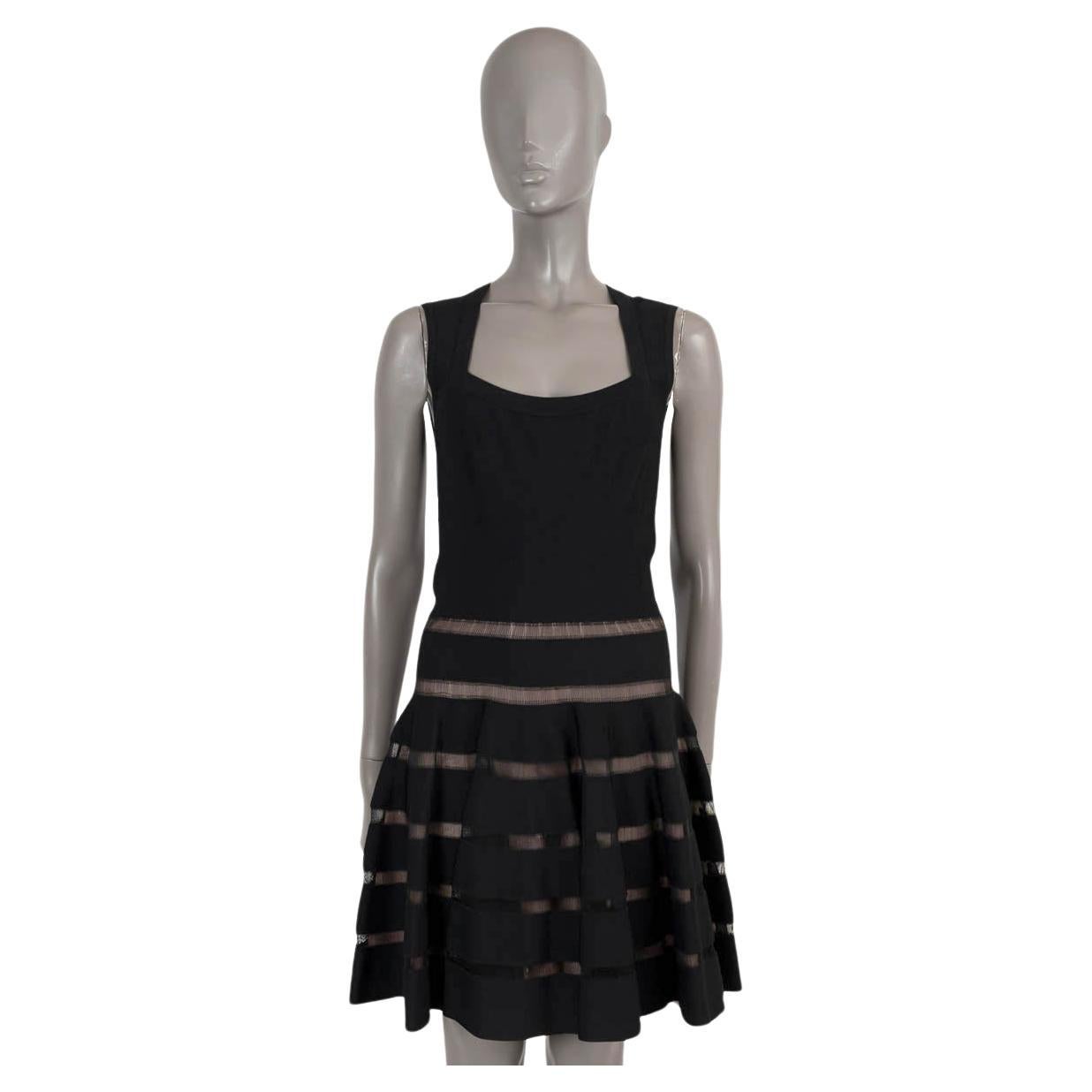 ALAIA Schwarzes Viskose SLEEVELESS SHEER STRIPED KNIT Kleid 40 M