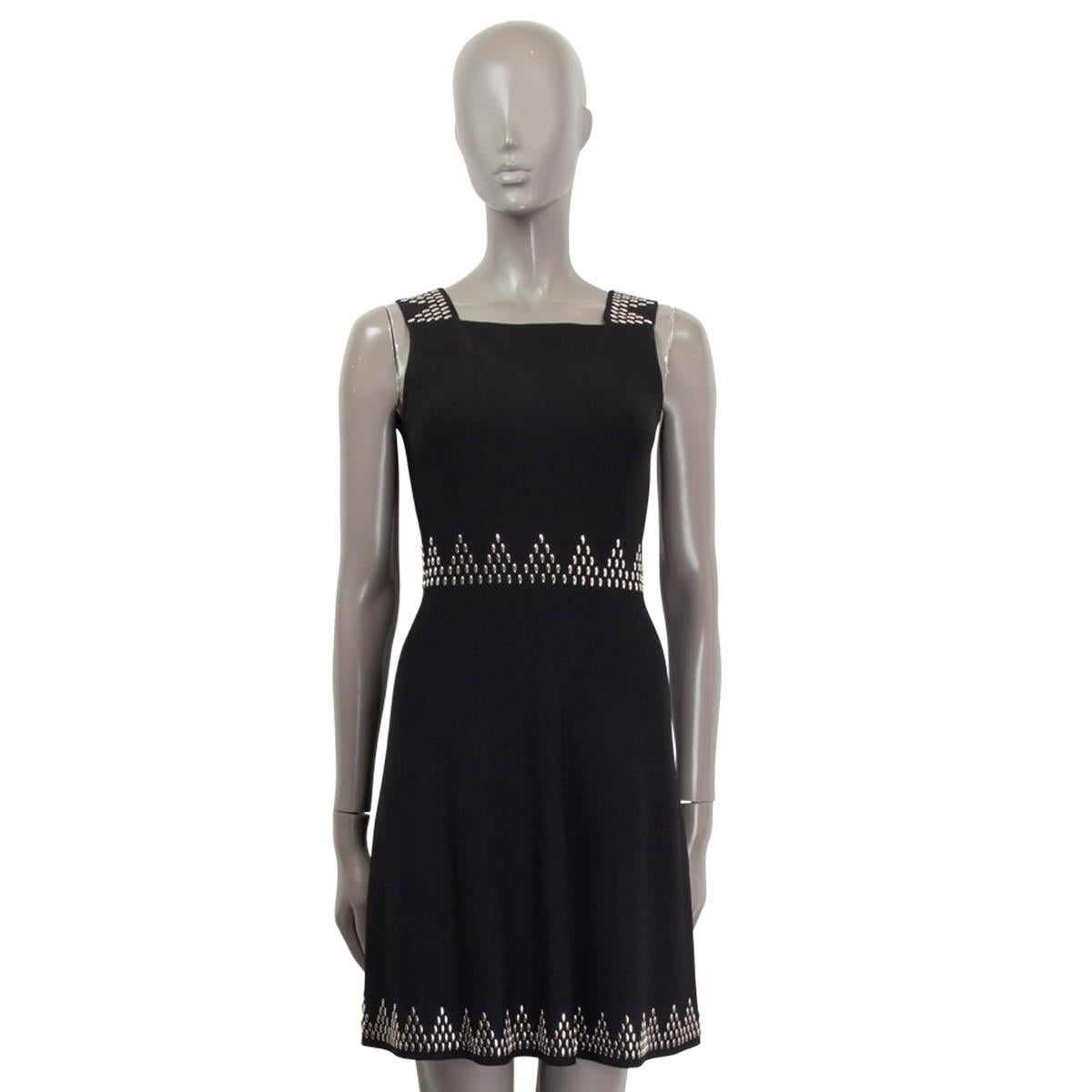Black ALAIA black viscose STUDDED SLEEVELESS FLARED Dress 38 S For Sale