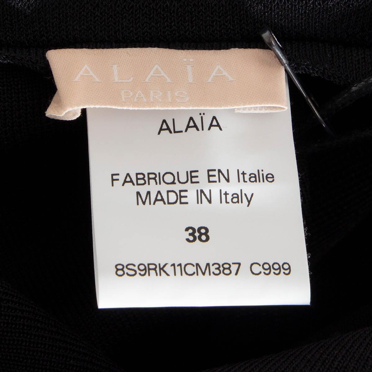 ALAIA black viscose STUDDED SLEEVELESS FLARED Dress 38 S For Sale 2
