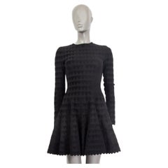 ALAIA black viscose & wool HEART JACQUARD KNIT Dress 36 XS