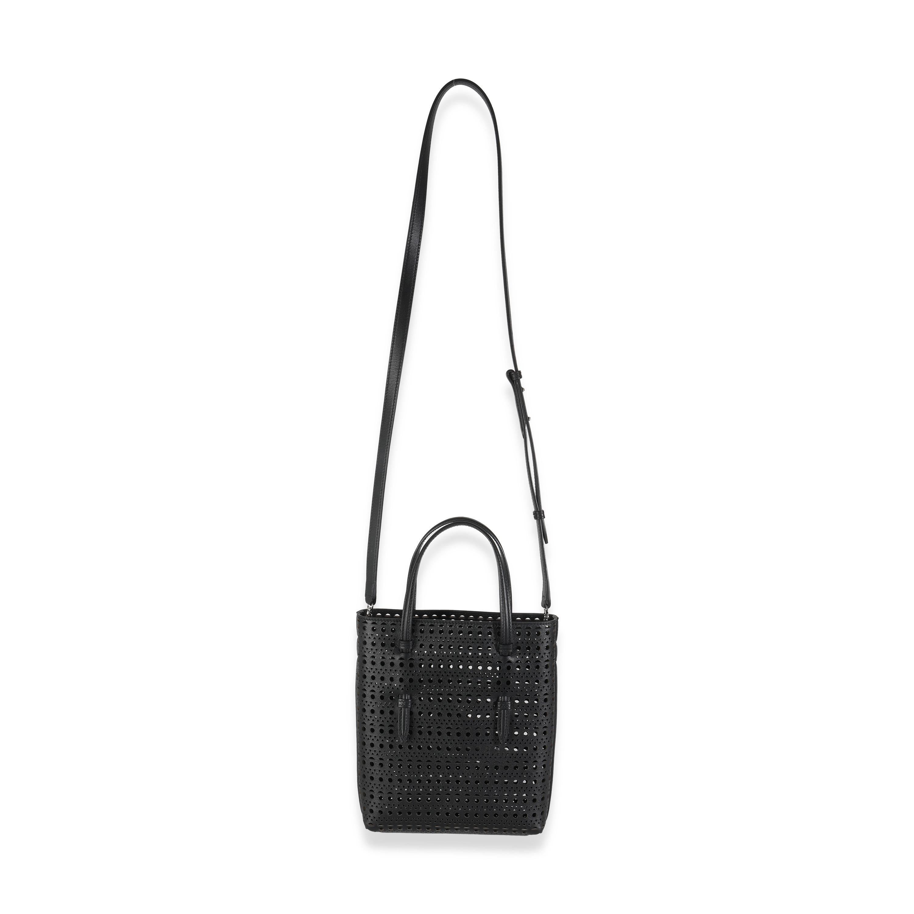 Alaia Black Vivienne Calfskin Laser Cut Mina North South Tote For Sale 2