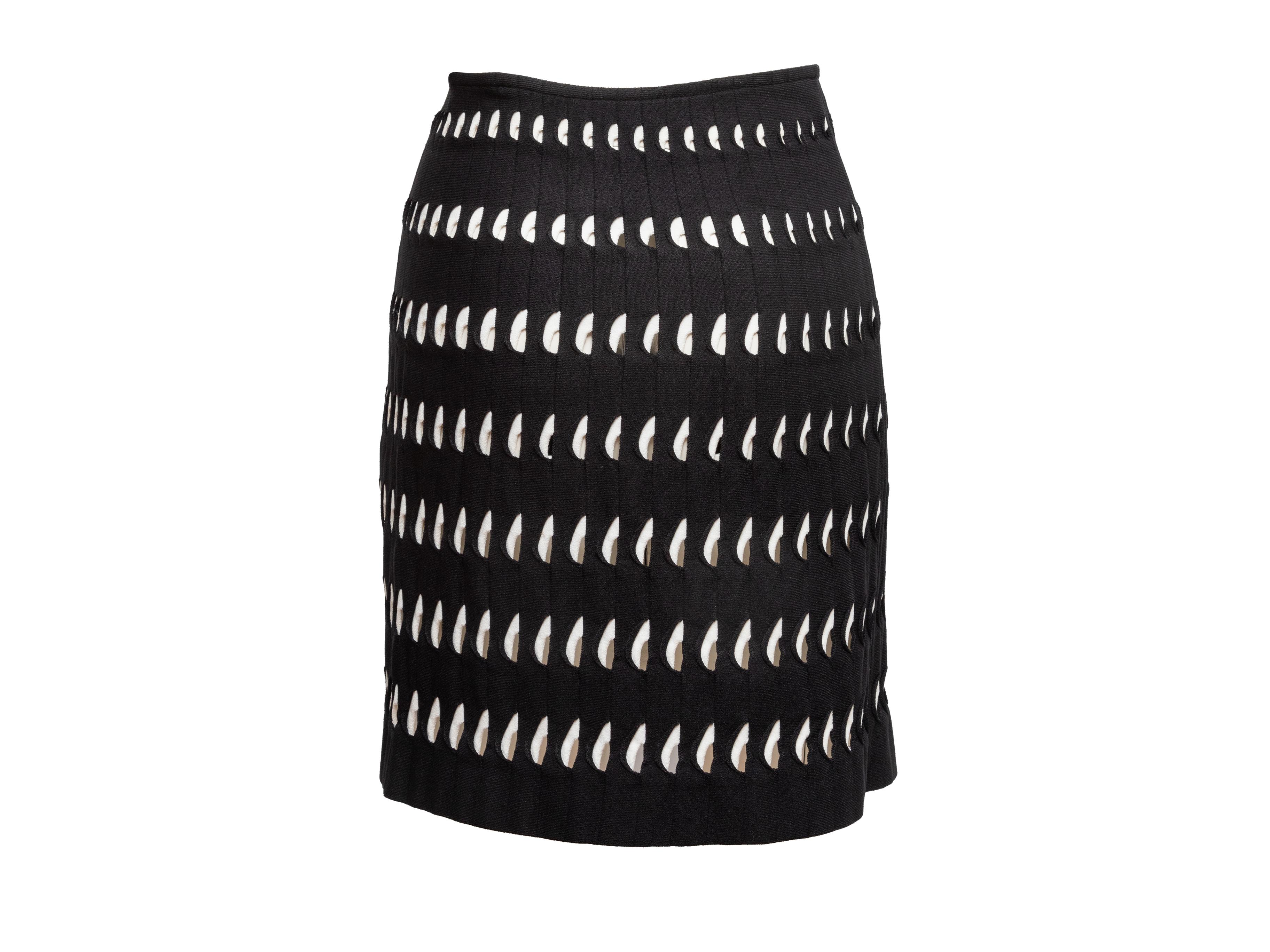 Alaia Black & White Cutout Pleated Skirt In Good Condition For Sale In New York, NY