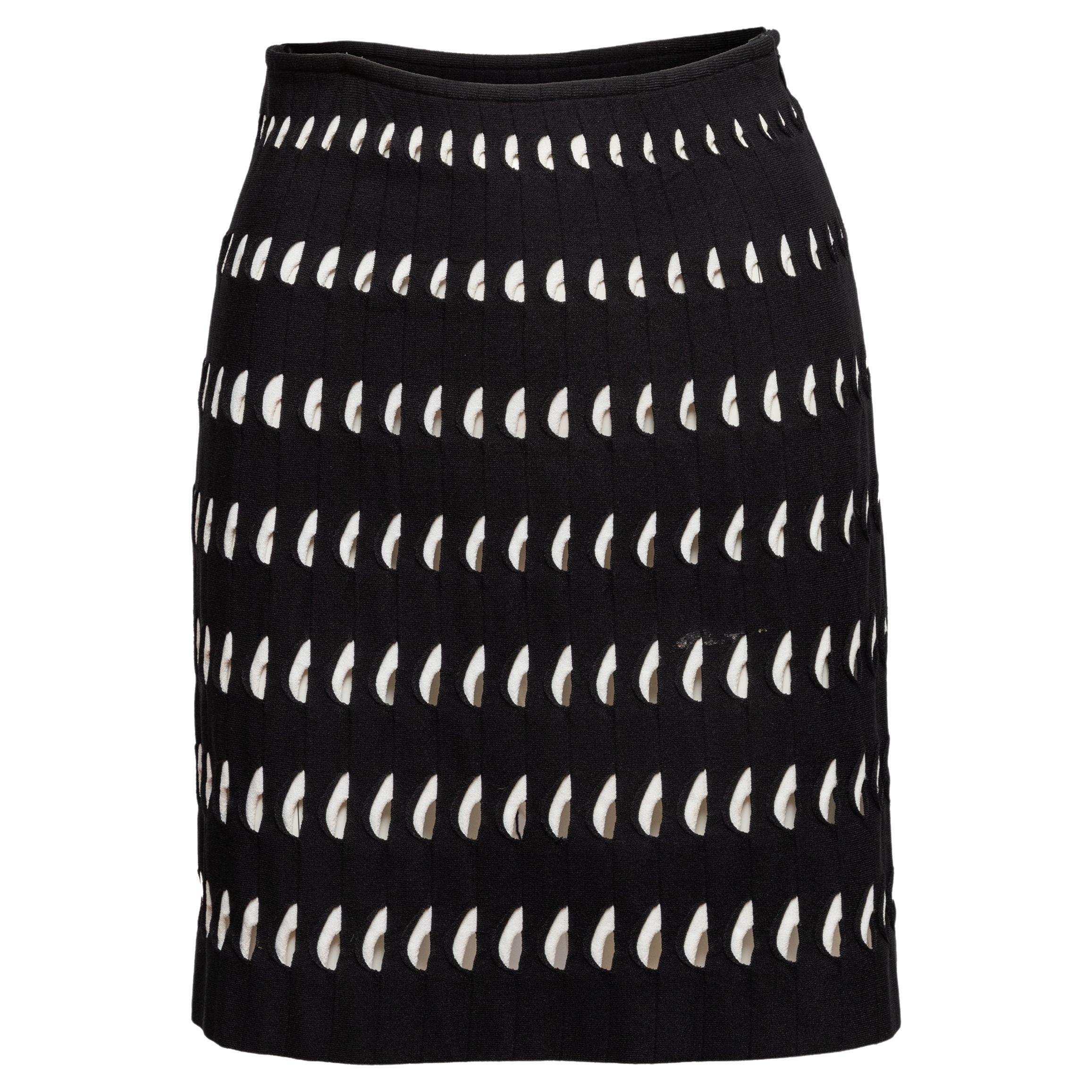 Alaia Black & White Cutout Pleated Skirt For Sale