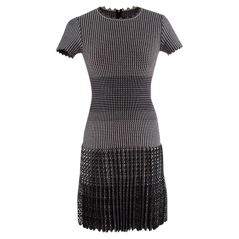 White Intarsia Knit Skater Dress 