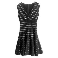 Alaia Black & White Knit Skater Dress