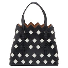 Alaia Black/White Leather Laser Cut Tote