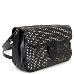 ALAIA black & white leather PERFORATED Crossbody Bag
