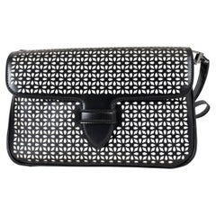 ALAIA black & white leather PERFORATED Crossbody Bag