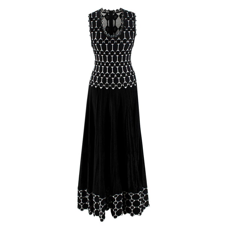 Alaia Black and White Sleeveless Knit Gown - US Size 4 For Sale at 1stDibs