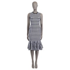 ALAÏA Mini robe noire et blanche en viscose imprimée festonnée, taille 36 XS