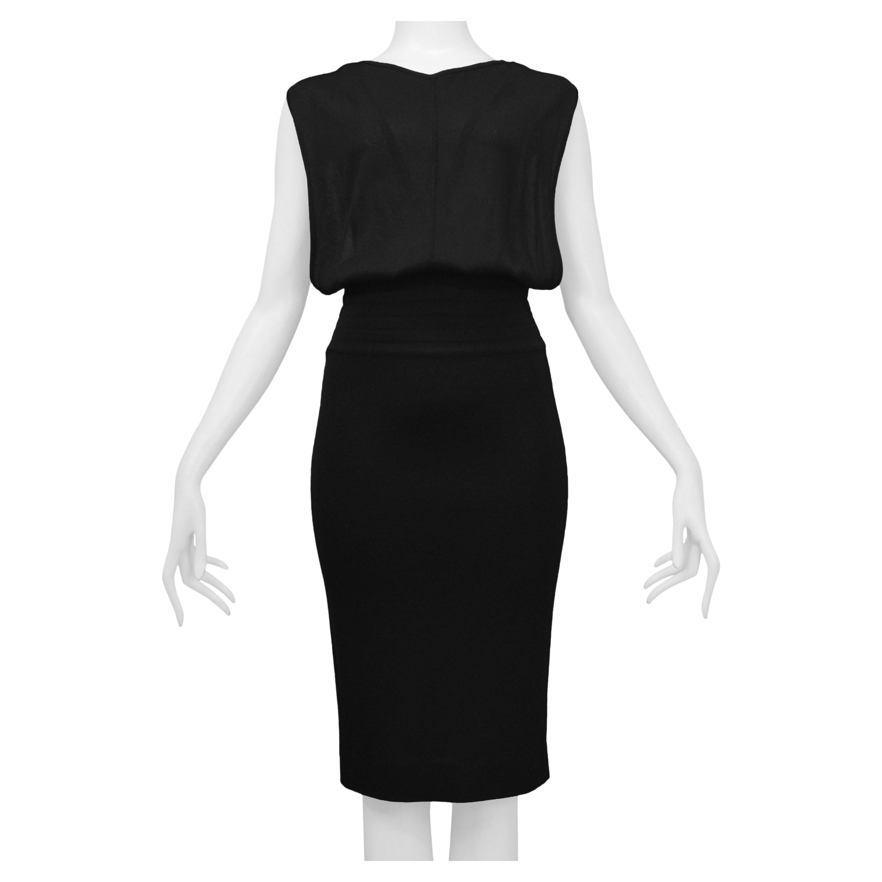 Alaia Black Wiggle Dress With Exposed Back And V Straps 1985