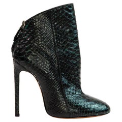 ALAÏA Black with Green Python High Heel Ankle Boots 